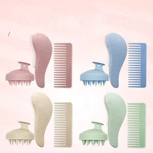 Écologique Pas Cher <span class=keywords><strong>Prix</strong></span> 3Pcs Ensemble Paille De Blé Cheveux Cuir Chevelu <span class=keywords><strong>Massage</strong></span> Démêlant Peigne Marque Privée Pochette Beauté Produit De Soins Personnels - Product Image 2
