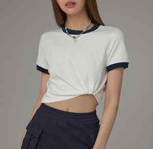 Wholesale Customized Letter Printed T-shirts for Women's 2024 Summer Contrasting <b>Patchwork</b> Loose Short Sleeved <b>Top</b> - Product Image 2