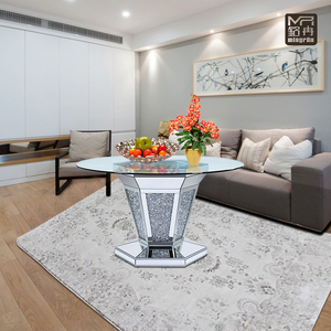 Table à <span class=keywords><strong>manger</strong></span> <span class=keywords><strong>de</strong></span> luxe en argent scintillant avec miroir, insert en diamant concassé, garniture <span class=keywords><strong>de</strong></span> <span class=keywords><strong>buffet</strong></span> pour <span class=keywords><strong>salle</strong></span> à <span class=keywords><strong>manger</strong></span>, mobilier d'hôtel - Product Image 5
