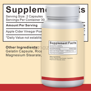 Cápsulas de Vinagre de Sidra de Manzana Veganas, Naturales y Orgánicas de Marca Privada Amaz, 2400 mg, Sin GMO, Sin Gluten - Product Image 2