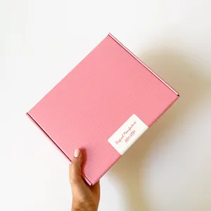 กล่องเครื่องสำอางสีชมพู กล่องของขวัญกระดาษลูกฟูกพับได้ สามารถปรับแต่งได้ตามความต้องการ - Product Image 3