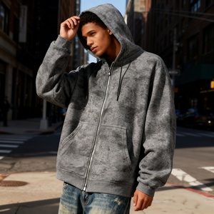 TKAN456D Sweat-shirt vintage surdimensionné en molleton français 100% coton, lavage à l'acide, broderie 3D de luxe pour homme, streetwear d'hiver - Product Image 1