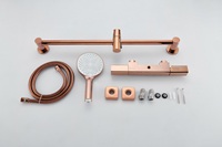 Robinet de salle de bain en laiton or rose à double fonction à poignée unique de style moderne avec barre coulissante et noyau de valve en céramique à usage hôtelier