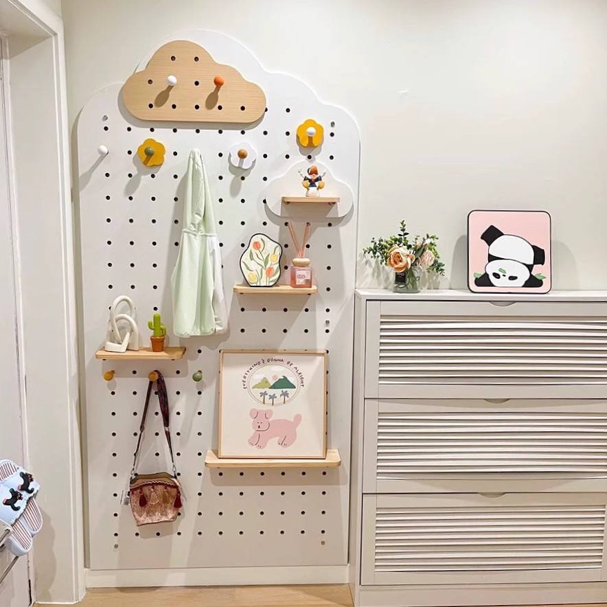 Creative Use Of Wall Space Storage Reference: Decorative Wooden Pegboard Wall Hanging Storage Rack For Bedroom Living