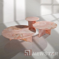 Meubles de maison modernes et uniques de luxe, table basse en onyx rose et vert, table centrale, table d'appoint, ensemble pour villa