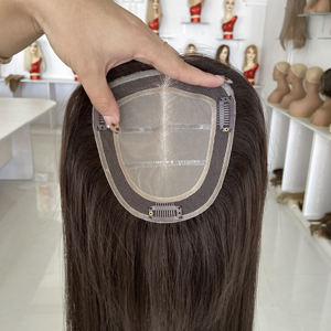 พร้อมส่งท็อปเปอร์ผมแท้ 100% สำหรับผู้หญิง ผมบราซิล ท็อปเปอร์แบบผูกมือทั้งหัว HD Lace Topper ขนาด 5.5x6 นิ้ว พร้อมซิลิโคน - Product Image 1