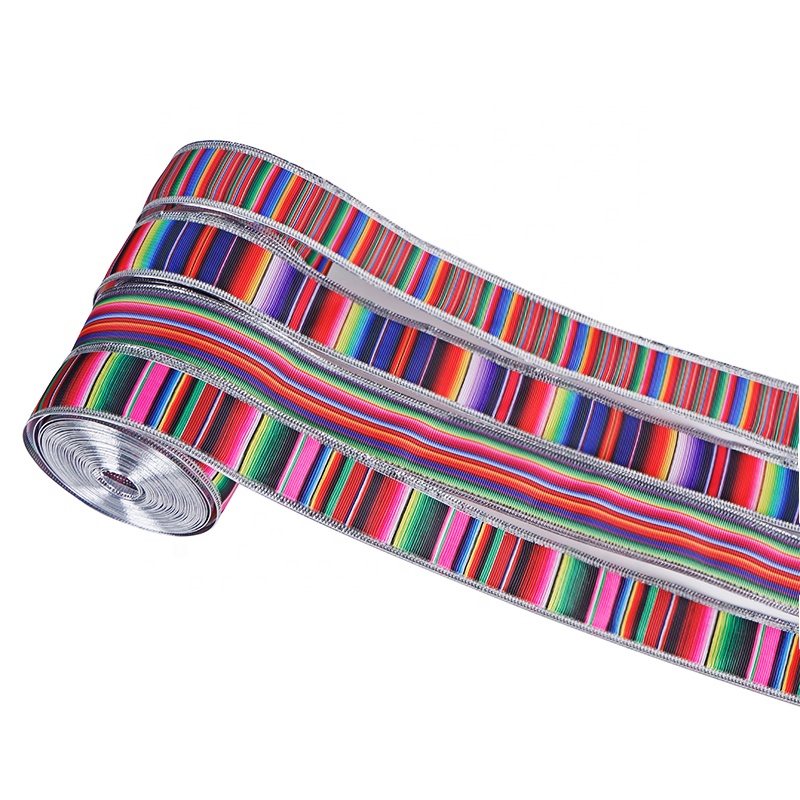 Fiesta Ribbon Mexican Serape Ribbon Rainbow Stripes Colorful Grosgrain Ribbon for DIY Wrapping, Fall Crafts Decoration