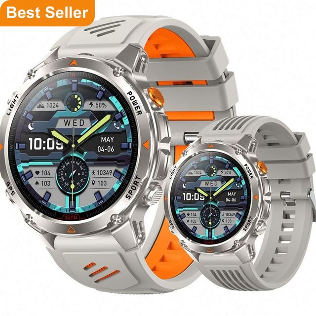 HT37 GPS Smart Watch LED Flashlight 2.01\" HD AMOLED Screen BT Call Blood Oxygen Heart Rate Monitor Waterproof Sports Smartwatch