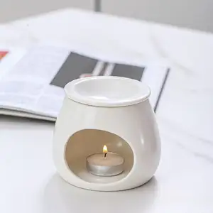 Vòng trắng gốm bánh chủ hương liệu tinh dầu Burner và sáp tan ấm hơn cho trà ánh sáng thơm nước hoa