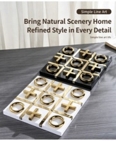 Jeu de Tic Tac Toe de luxe en métal, échiquier en marbre, échiquier en forme de grille à neuf cases, ornement, haute qualité, apparence attrayante