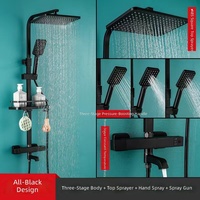 Colonne de douche multifonctionnelle réglable de style moderne noir mat avec jet de pluie, prix de gros