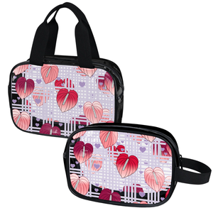 Bolsa de Almacenamiento Personalizada, Juego de 2 Piezas, Diseño de Anturio y Flamenco, Bolsa de Maquillaje Transparente Impermeable de PVC para Mujer - Product Image 3