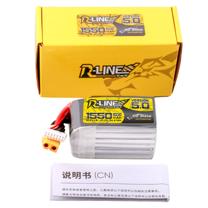Batería de Polímero de Litio de Alta Velocidad Tattu R-Line Versión 5.0 1550mAh 150C 6S 22.2V para Quadcopter de Carreras XT60 - Product Image 1