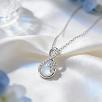 Collier en argent S925 avec pendentif élégant en opale ronde créée en laboratoire, design infini, nouvelle collection Moyu Jewelry