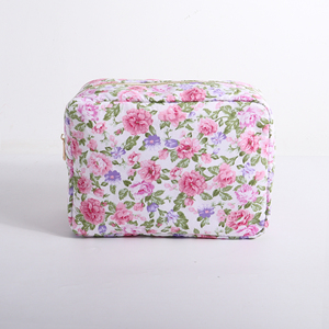 Women's Custom DIY Printed Floral Eco-Friendly Cotton Zipper Large Capacity <b>Cosmetic</b> Bags Portable Travel Makeup <b>Organizer</b> - Product Image 2