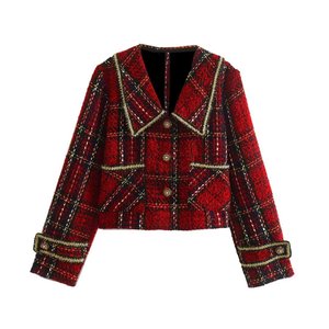 Cappotti da <span class=keywords><strong>donna</strong></span> a caldo Plaid doppiopetto con colletto Slim-fit <span class=keywords><strong>blazer</strong></span> personalizzato <span class=keywords><strong>blazer</strong></span> <span class=keywords><strong>Tweed</strong></span> <span class=keywords><strong>blazer</strong></span> da <span class=keywords><strong>donna</strong></span> - Product Image 1