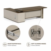 Conjunto de Muebles de Oficina Ejecutivos de Lujo, Tablero de Partículas E1, Moldeado al Vacío, Textura 3D, Mesa para Gerentes, Muebles con Cerradura de Código