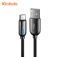 Cable USB-C Mcdodo 619 con Apagado Automático, 1m, Carga Inteligente con Patente IC, Recarga en 2H, Carga Rápida QC4.0/3.0, Indicador LED Azul/Rojo
