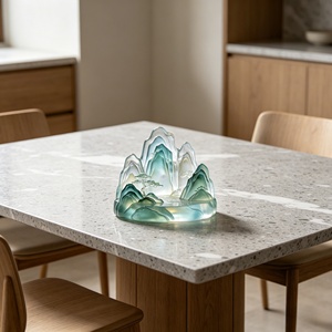 Ornamento Paesaggistico in Resina Verde Trasparente Stratificata con <span class=keywords><strong>Vista</strong></span> sul <span class=keywords><strong>Lago</strong></span> e Alberi, Adatto Come Decorazione per la Casa e Regalo - Product Image 2