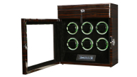 Boîte de rangement pour montres à remontage automatique à 6 emplacements avec porte en verre, remontoir intelligent à écran tactile LCD et déverrouillage par empreinte digitale 8816