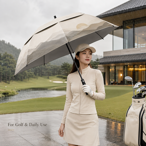 ร่มกอล์ฟแบบมินิมอล อัตโนมัติ เปิดสองชั้น ระบายอากาศ กันลม 60 ไมล์ต่อชั่วโมง ขนาด 30 นิ้ว ของขวัญ สไตล์ญี่ปุ่นเกาหลี พร้อมโลโก้ - Product Image 4