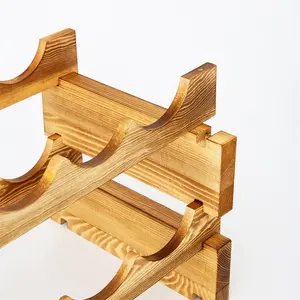 Estante de vino de madera apilable personalizado de fábrica BSCI para 36 soportes de botellas de vino vitrina de madera rústica - Product Image 5