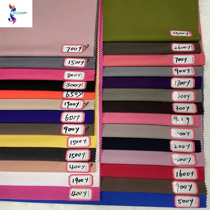 Four way stretch fabric wholesale spandex moss crepe dyed fabric lady pants cloth polyester 4-way elastic crepe fabric