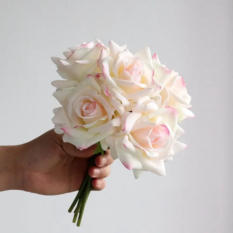 O-X439 도매 보습 롤 가장자리 진짜 터치 라텍스 장미 홈 웨딩 장식 라텍스 진짜 터치 장미 꽃 꽃다발