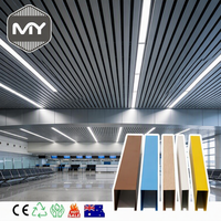 Panneau de plafond linéaire en aluminium en forme de U, couleur personnalisée MEIYU, pour plafond métallique de terminal d'aéroport, salle de départ