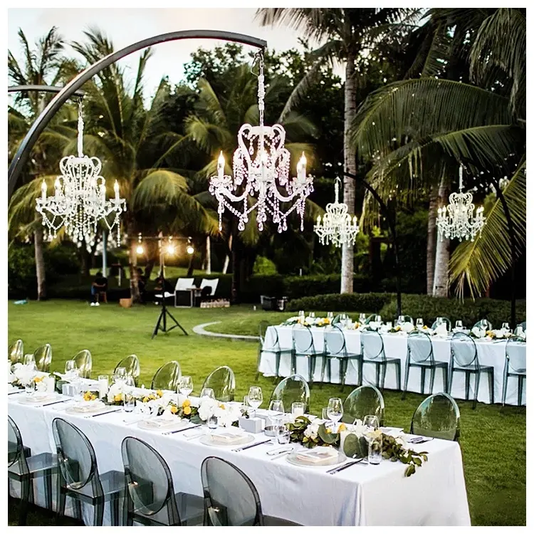 Cadeira de festa de cristal de plástico barato, barra de casamento moderna acrílica transparente fantasma