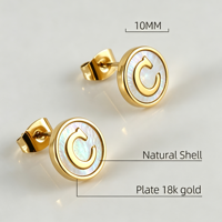 Boucles d'oreilles clous de luxe en acier inoxydable 316L plaqué or 18 carats PVD, inaltérables, avec 26 initiales, pour femme