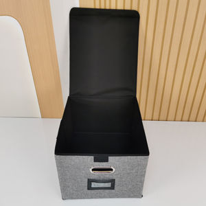 Lot de 4 boîtes de rangement pour vêtements en tissu de lin, design moderne multifonctionnel, imprimé, lavable, léger, capacité de charge de 10 kg - Product Image 1