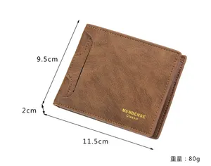 MenBense-cartera de cuero sintético para hombre, cartera masculina de moda, monedero pequeño plegable, de cuero PU, con Clip para tarjetas