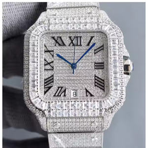 Montre pour homme classique, cadran tendance, boîtier en alliage, mouvement à quartz, accents de moissanite de 5 mm, style moderne raffiné, luxueux et intemporel - Product Image 1