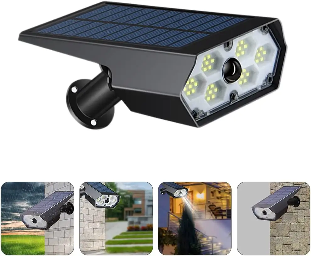 LED solare luci esterne luci di sicurezza solare in acciaio inox per cortile Patio Garag giardino nero impermeabile 90 350