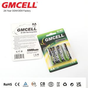 Blister Card 4pcs <b>AA</b> Ni-MH Rechargeable Batteries 1.2V 1300mAh NIMH Battery for Home Appliances - Product Image 1