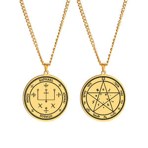 Archange Raphaël Roi Salomon Grimoire le Deuxième Pentacle de Vénus Amulette Talisman Bijoux Collier Pendentif En Acier Inoxydable - Product Image 1