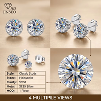 Boucles d'oreilles en moissanite pour femmes JINSEO, fabrication fine, argent plaqué rhodium S925, design géométrique et circulaire