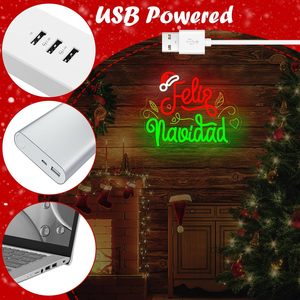 Feliz Navidad Joyeux Noël, lumière néon LED, décoration murale suspendue d'intérieur, enseigne lumineuse pour vitrine, lumière d'ambiance - Product Image 2