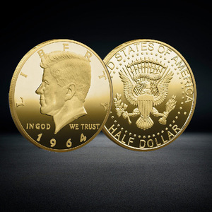 Moneda de EE. UU. 1964 Liberty moneda chapada en oro <span class=keywords><strong>Kennedy</strong></span> oro plata coleccionables regalo para él coleccionistas de monedas réplica dólares - Product Image 1