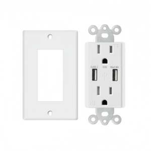 15A 125V USA Wall Mount Outlet 2 cổng 2.4A USB Charger Ổ cắm thông minh TR receptacles ETL cho cho công nghiệp bệnh viện sử dụng - Product Image 3