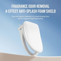 Siège de toilette intelligent de luxe moderne avec bidet intégré, 5 fonctions, télécommande dorée, chauffage de l'eau, en plastique, à poser au sol