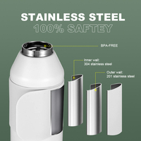 Bouteille d'eau isotherme portable à double paroi sans BPA, 480 ml, en acier inoxydable 304, étanche, performance thermique 12-24 heures