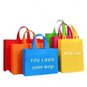 Sac fourre-tout personnalisé en non-tissé écologique, sac de courses réutilisable tendance avec poignées en coton, logo/impression PC, pour aliments moyens - Product Image 1