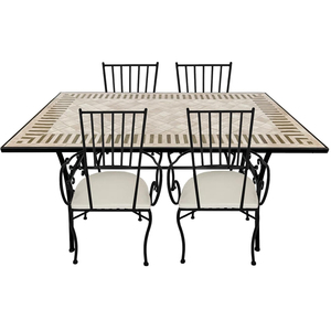 Set Moderno di Tavolo <span class=keywords><strong>Bistrot</strong></span> Pieghevole e 4 Sedie con Design in Ferro e Mosaico per Uso Esterno in Giardino - Product Image 4