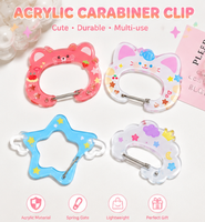 Porte-clés mousqueton en plastique personnalisé avec impression typographique, clip acrylique motif dessin animé/anime, cadeau promotionnel tendance