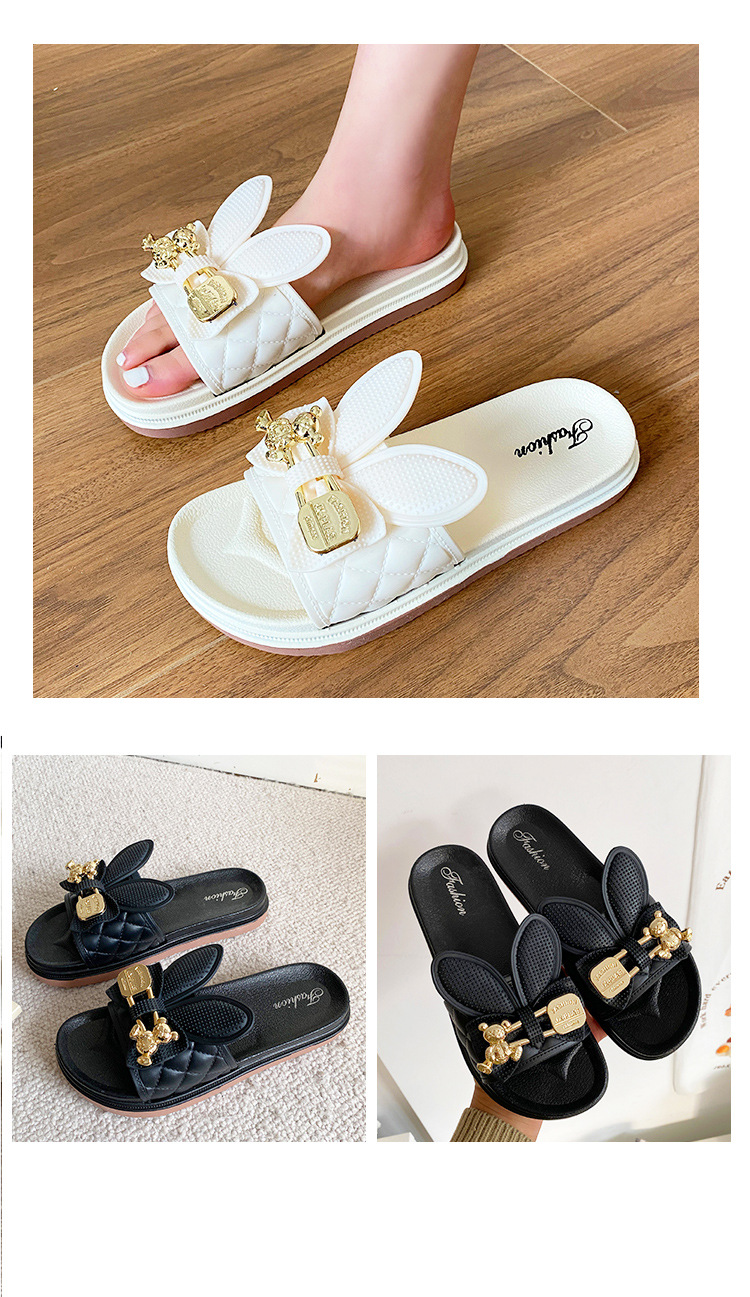 Rabbit Slippers Female Fashion Flat Thick Sole Anti-slip Sandals Women Casual Shoes