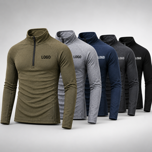 Custom Logo Men's Quarter Zip Hiking Pullover Quick Dry Long Sleeve Outdoor Performance Shirt Stretch Activewear - Product Image 1