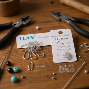 Ganci per orecchini Ilan 0,7x25 mm colore argento per la creazione di gioielli 10 pezzi - Product Image 2