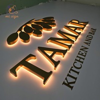 Lettres en relief 3D personnalisées rétroéclairées en acier inoxydable avec logo LED Halo pour enseigne de magasin, devanture de commerce, signalétique murale